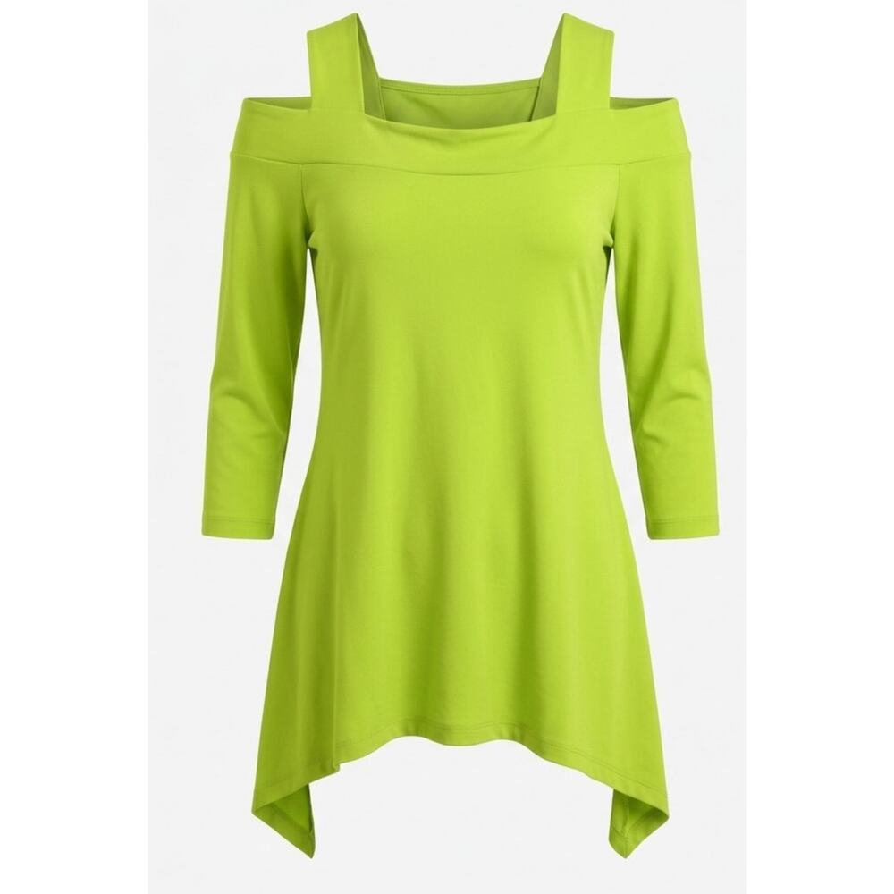 Vintage Y2K Midnight Velvet Chartreuse Lime Green Asymmetrical Mini Dress - M